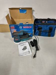 lot 73 image: BOSH 2.5 Amp 5 in. Corded Variable Speed Random Orbital SanderPolisher Kit with Carrying Bag