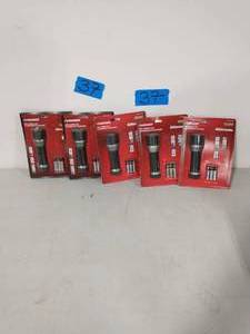 lot 37 image: 5 HUSKY 200 Lumens Aluminum Virtually Unbreakable Flashlight