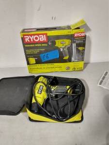 lot 78 image: RYOBI 5.5 Amp Corded 38 in. Variable Speed Compact DrillDriver with Bag