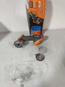 lot 83 image: RIDGID 18-Volt SubCompact Lithium-Ion Cordless Brushless 3 in. Multi-Material Saw (Tool Only) with (3) Cutting Wheels