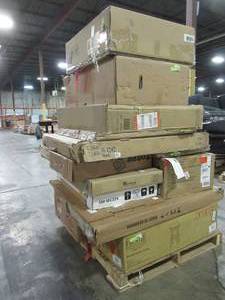 lot 224 image: WHOLESALE MIXED PALLET OF MISCELLANEOUS INDOOR FURNITURE AND HOME DECOR