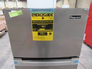 lot 228 image: Magic Chef 7.4 cu. ft. 2-Door Mini Fridge in Platinum Steel with Freezer MCDR740STE