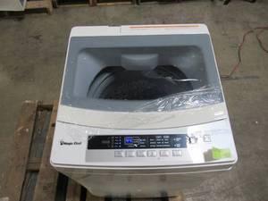 lot 233 image: Magic Chef 1.6 cu. ft. Compact White Top Load Washing Machine, Portable with Stainless Steel Tub MCSTCW16W4