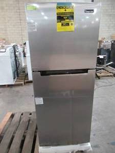 lot 246 image: Magic Chef 10.1 cu. ft. Top Freezer Refrigerator in Platinum Steel HMDR1000ST