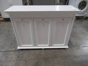 lot 319 image: Home Decorators Collection Hampton Harbor 37 in. Triple Tilt-Out Hamper in White 2601330410
