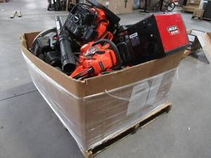 lot 321 image: WHOLESALE MIXED PALLET OF MISCELLANEOUS CHAINSAWS, BRUSHMASTER, LEAFBLOWERS, AND WELDBOXES