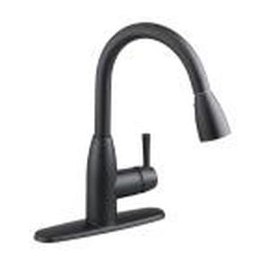 lot 817 image: American Standard Fairbury Single-Handle Pull-Down Sprayer Kitchen Faucet in Matte Black, 4005MBF.