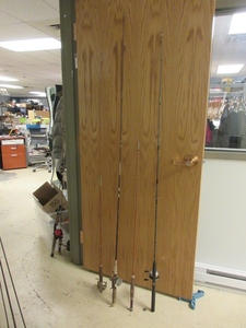 lot 318 image: ZEBCO ROD AND REEL WITH OTHER VINTAGE RODS