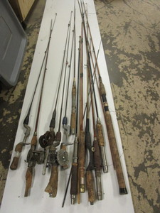 lot 327 image: VINTAGE FISHING RODS AND REELS