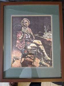 lot 307 image: Woman Sitting at Vanity Framed Print