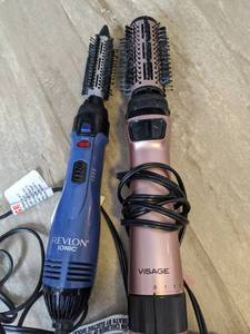 lot 321 image: Two Hot Air Hair Brushes Revlon and Visage