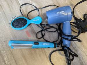 lot 322 image: Travel Hair Dryer, Brush and Flat Iron