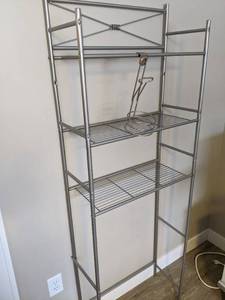 lot 349 image: Tall Metal Shelf w Hanging Organizer