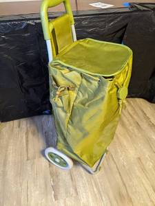 lot 356 image: Two Wheeled Collapsible Fabric Grocery Carrier w Stand