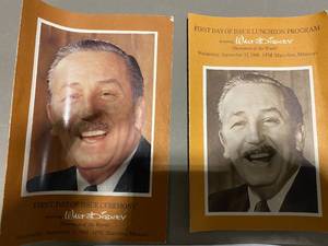 lot 8 image: (2) Walt Disney 1968 First Day Issue Ceremony Programs
