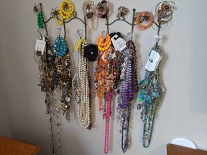 lot 302 image: Two Wall Hangers Filled with Beaded Jewelry and Bracelets