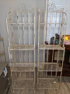 lot 148 image: Pair of Rustic Folding Metal Shelves
