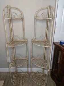 lot 149 image: Pair of Rustic Metal Corner Folding Shelves