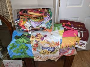 lot 155 image: Bin Filled with Small Outdoor Flags For All Occasions