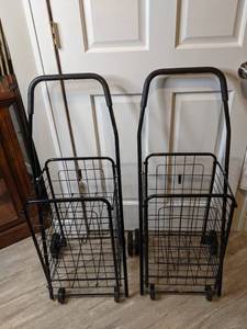 lot 157 image: Two Folding Metal Shopping Carts