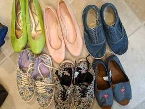 lot 416 image: Six Pairs of Womens Size 8 Shoes - Mickey Mouse, Denim