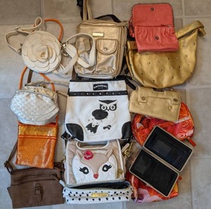 lot 422 image: One Dozen Womens Purses - Betsey Johnson & Others