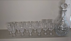 lot 111 image: Corigal Glasses Some Chips, & Broken Decanter With Glass Fish Stopper