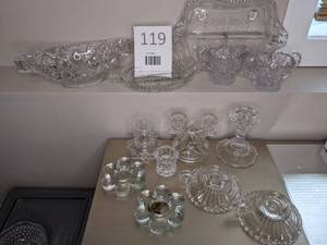 lot 119 image: Large Lot of Vintage Cut Glass Pieces