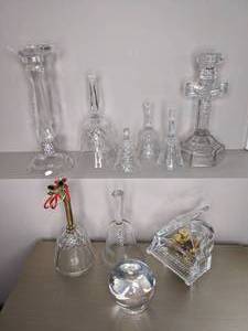 lot 120 image: Cut Glass Bells, Crucifix, Candle Holder and Music Box