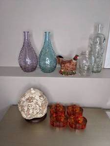 lot 123 image: Lot of Glassware Candle Holders, Vases, etc.