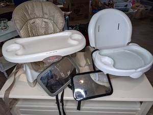 lot 135 image: Two Space Saver High Chairs & Pair of Car Seat Mirrors