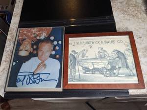 lot 57 image: Two Framed Prints Tom Cruise & Paul Newman  Frogs Playing Pool