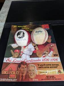 lot 549 image: Vintage St. Louis Cardinals Programs & Signed Balls Bob Forsch, Harry Rasmussen, others