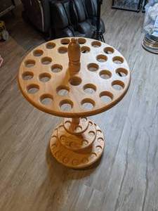 lot 569 image: Wooden Cane Holder on Wheels