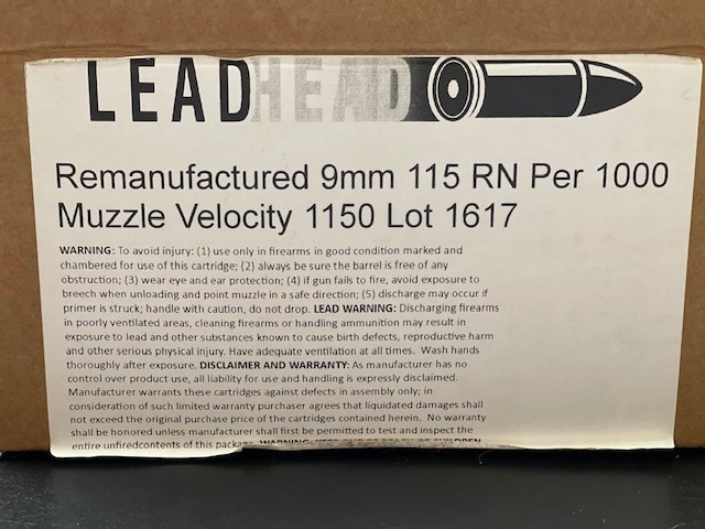 Ammunition - LeadHead Remanufactured 9mm 115 Grain