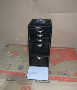 lot 8 image: MindReader 5-tiered Drawer Cabinet, office cart, file storage, utility cart, office storage, heavy duty multi-purpose cart in black NEW SEE PICS