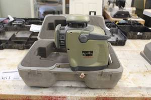 lot 361 image: Porter-Cable Self-Leveling Remote-Controlled Simultaneous Level & Plumb Rotational Laser System RT-7690-2 with Case