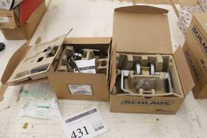 lot 431 image: Lot of (2) Schlage Privacy Locking Latch Assembly (in box)