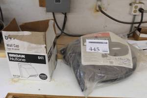 lot 445 image: Everbilt Flexible Sump Discharge Hose Kit 14x24 with 1-12 Adapter and Broan NuTone Wall Cap