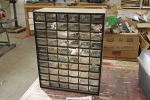 lot 450 image: Parts Organizer Cabinet 60-bin with Misc. Hardware