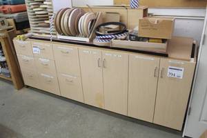lot 394 image: Wood Workstation with Drawers and Cabinets