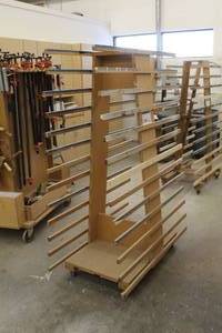 lot 398 image: Rolling Wood Storage Rack Cart 2-Side 13-tier
