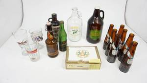 lot 31 image: Vintage Beer Bottles  Glasses  Jugs  Memorbilia