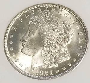 1921 MORGAN SILVER DOLLAR MS64 NGC
