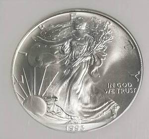 1993 AMERICAN SILVER EAGLE 1 TROY OZ. .999 FINE SILVER MS69 NGC