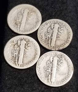 GROUP OF 4 MERCURY DIMES AS PICTURED