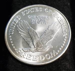 1 TROY OZ. .999 FINE SILVER STANDING LIBERTY QUARTER DESIGN