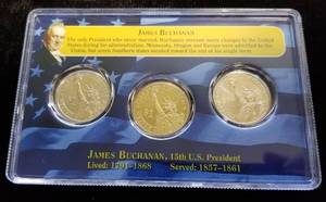 3 US DOLLAR SET BUCHANAN 1 PROOF & 2 UNC