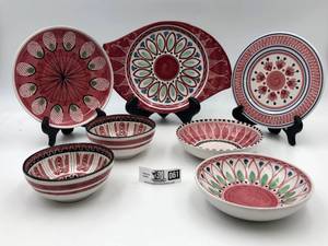 Vintage Set of Hand Painted Plates & Bowls Made in Norway