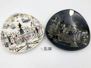 2 Vintage Collector Hand Painted Plates